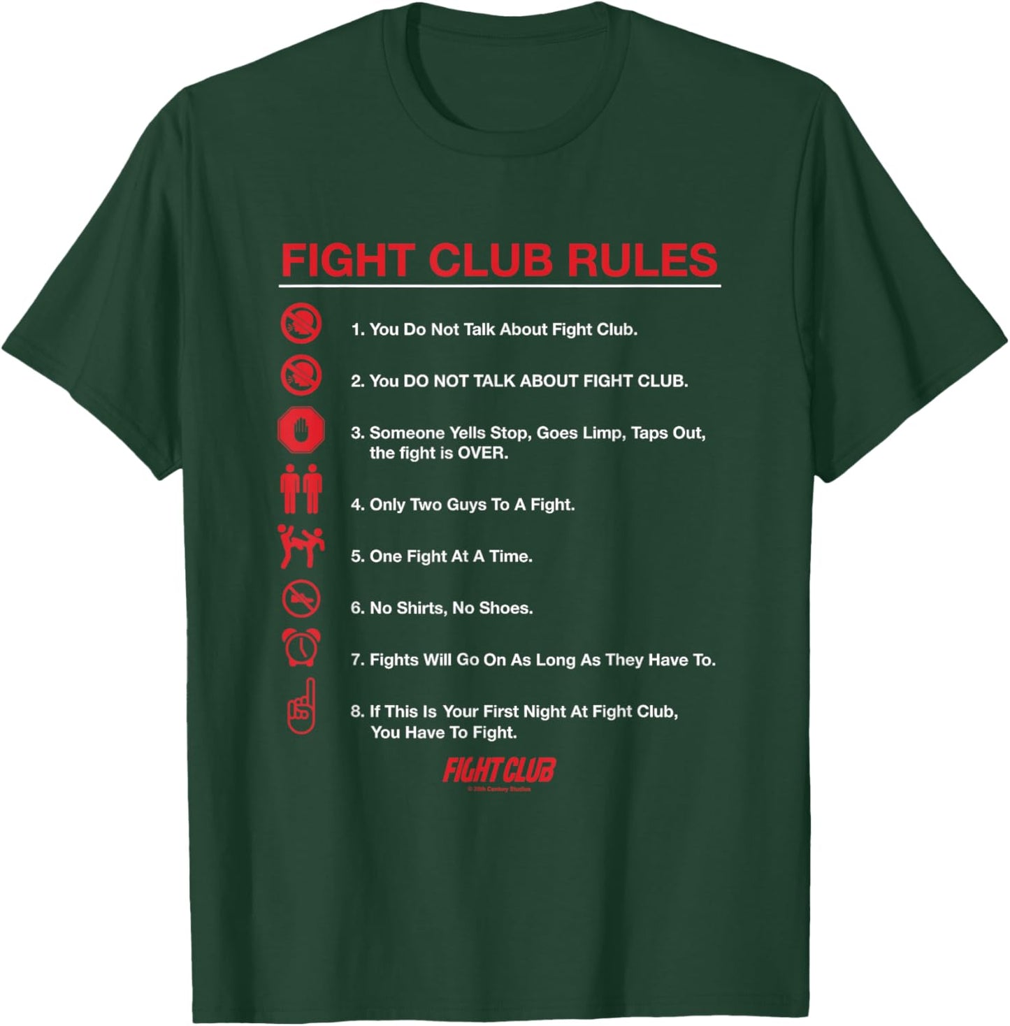 Fight Club Iconic List Rules Big Chest Text Logo T-Shirt - T-Shirt | Forest