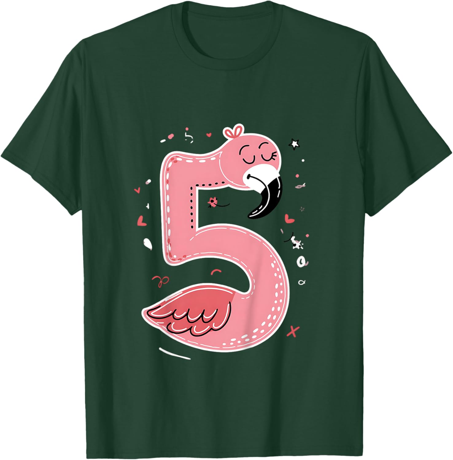 Celebrate 5 Years Old Party For Flamingo Birthday Girl T-Shirt - T-Shirt | Forest