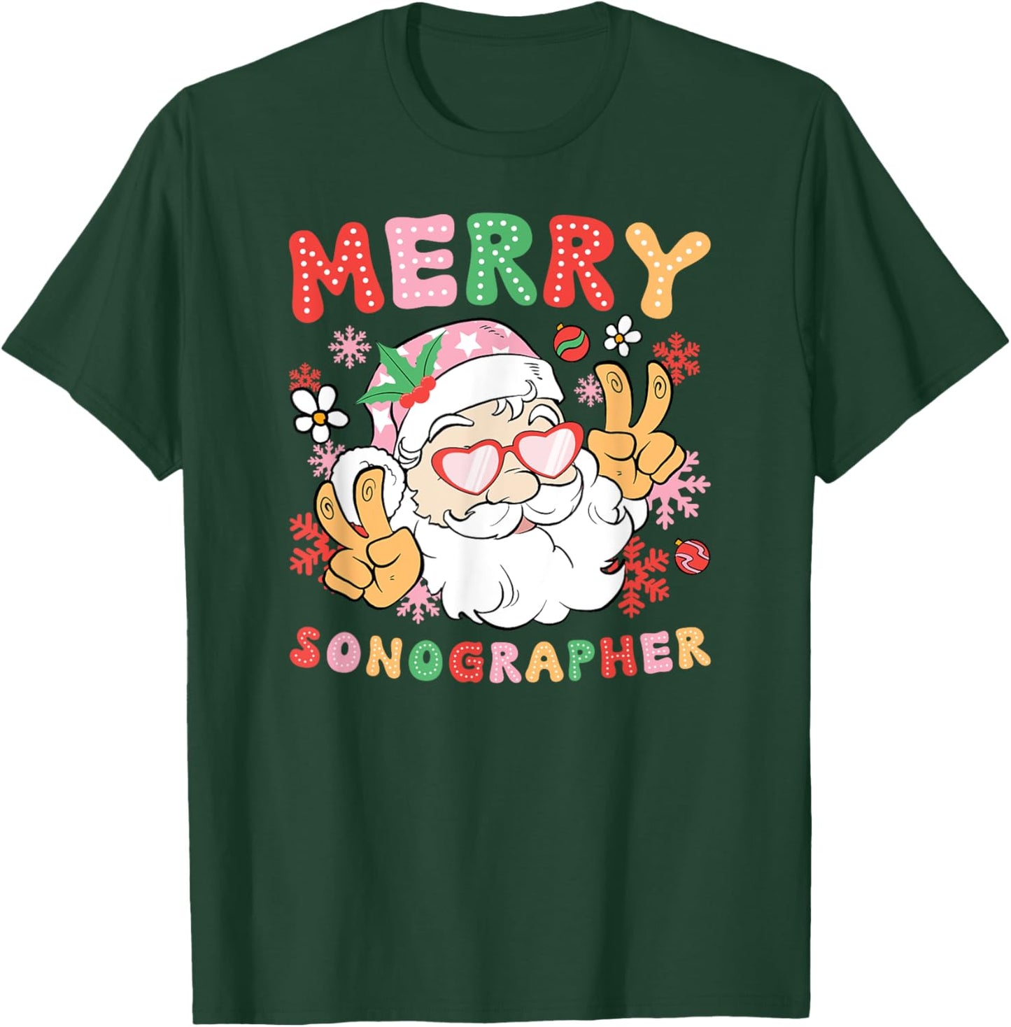Merry Sonographer Christmas Sonography Xmas Party T-Shirt - T-Shirt | Forest