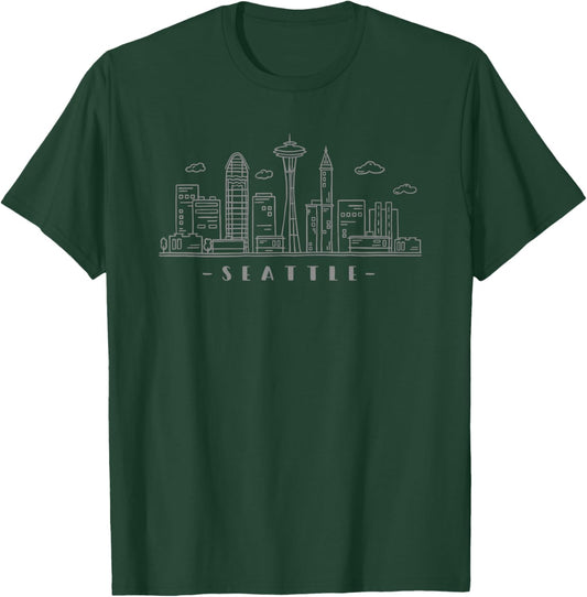 Seattle Skyline State of Washington USA T-Shirt - T-Shirt | Forest