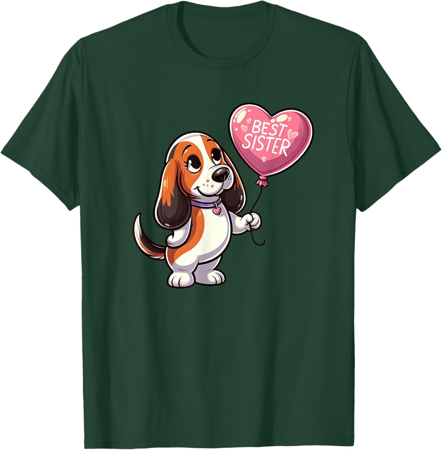 Basset Hound Best Sister Dog Funny Family T-Shirt - T-Shirt | Forest