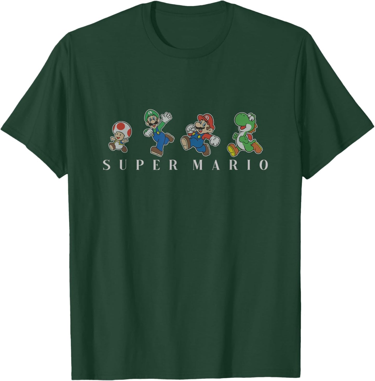 Super Mario Classic Character Line Up Simple Text T-Shirt - T-Shirt | Forest