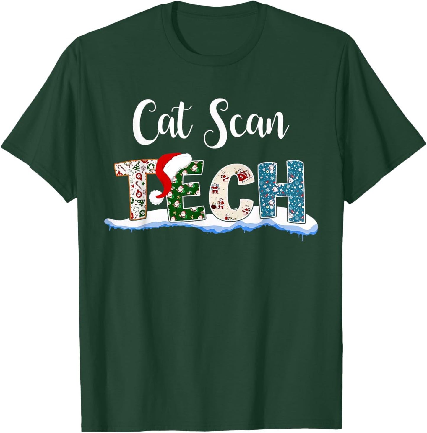 Cat Scan Tech Santa Hat Christmas Radiology Technologist Men Women T-Shirt - T-Shirt | Forest