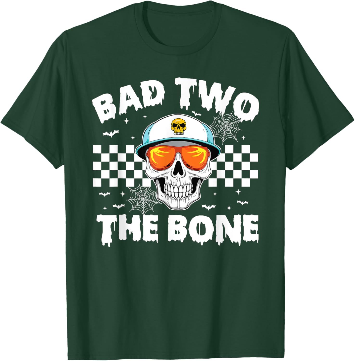 Bad To The Bone Skeleton Halloween TWO Birthday Toddler Kids T-Shirt - T-Shirt | Forest