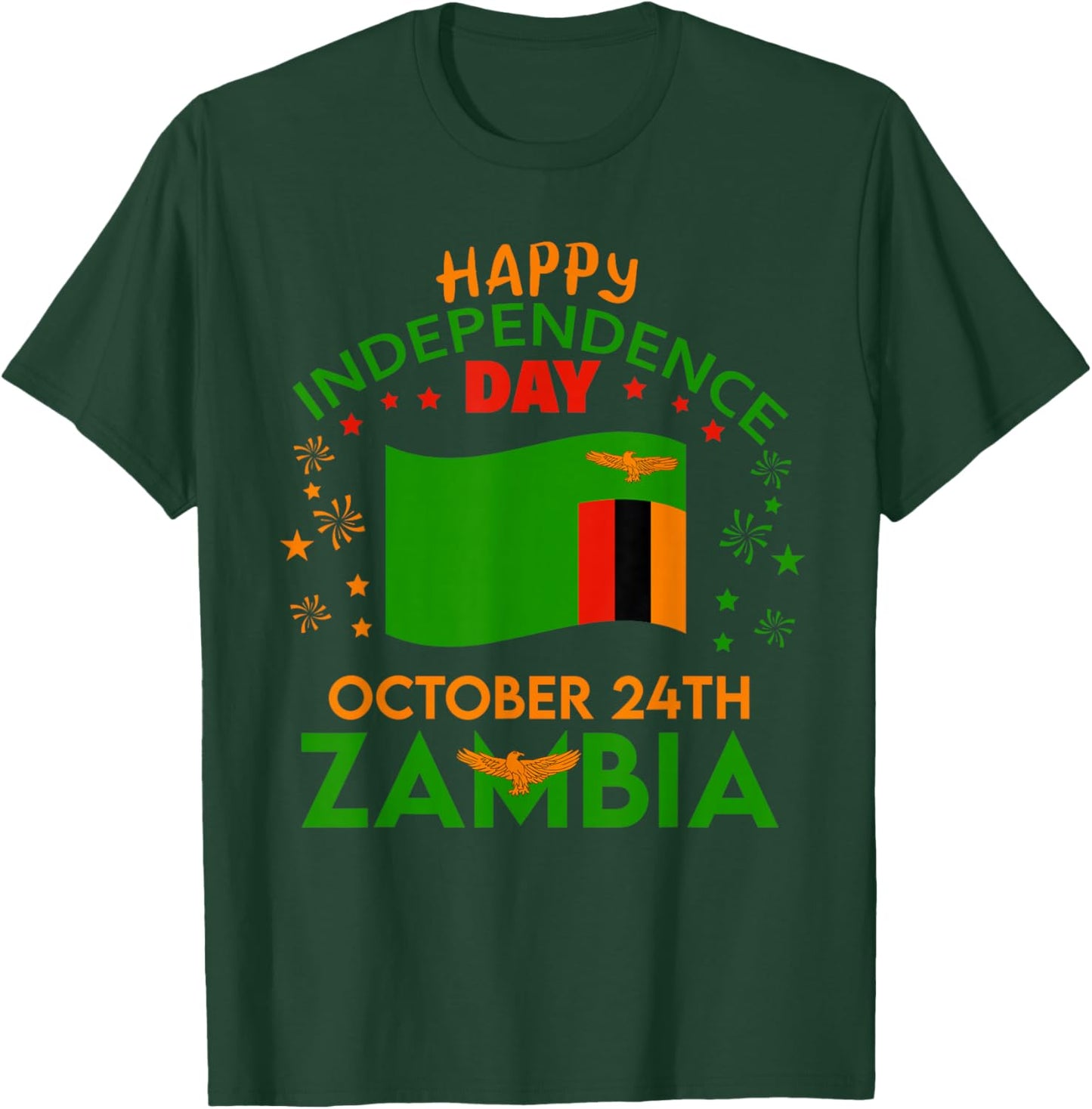 Zambia 61st Independence Day Zambian Pride Zambia Flag T-Shirt - T-Shirt | Forest