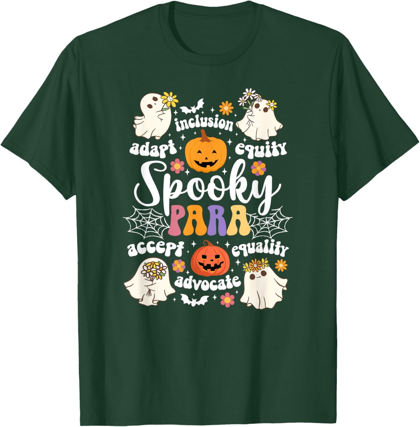 Spooky Para Halloween Parapro Groovy Paraprofessional T-Shirt - T-Shirt | Forest