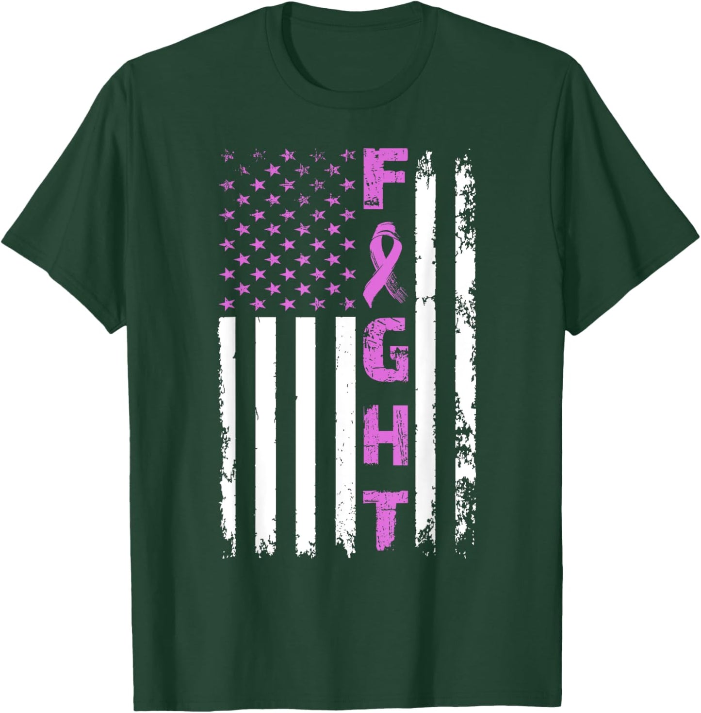 Fight Testicular Cancer American Flag Awareness Survivor T-Shirt - T-Shirt | Forest