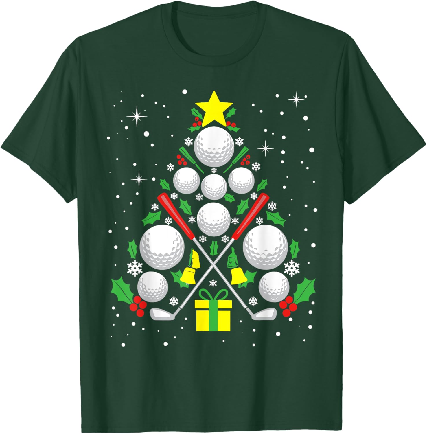 Funny Golf Player Xmas Lights Golf Christmas Tree T-Shirt - T-Shirt | Forest