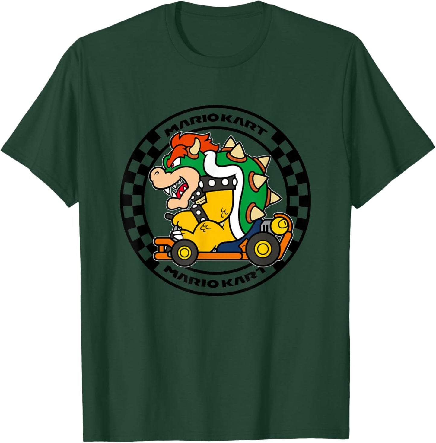 Mario Kart Bower Koopa Vintage Race Circle T-Shirt - T-Shirt | Forest