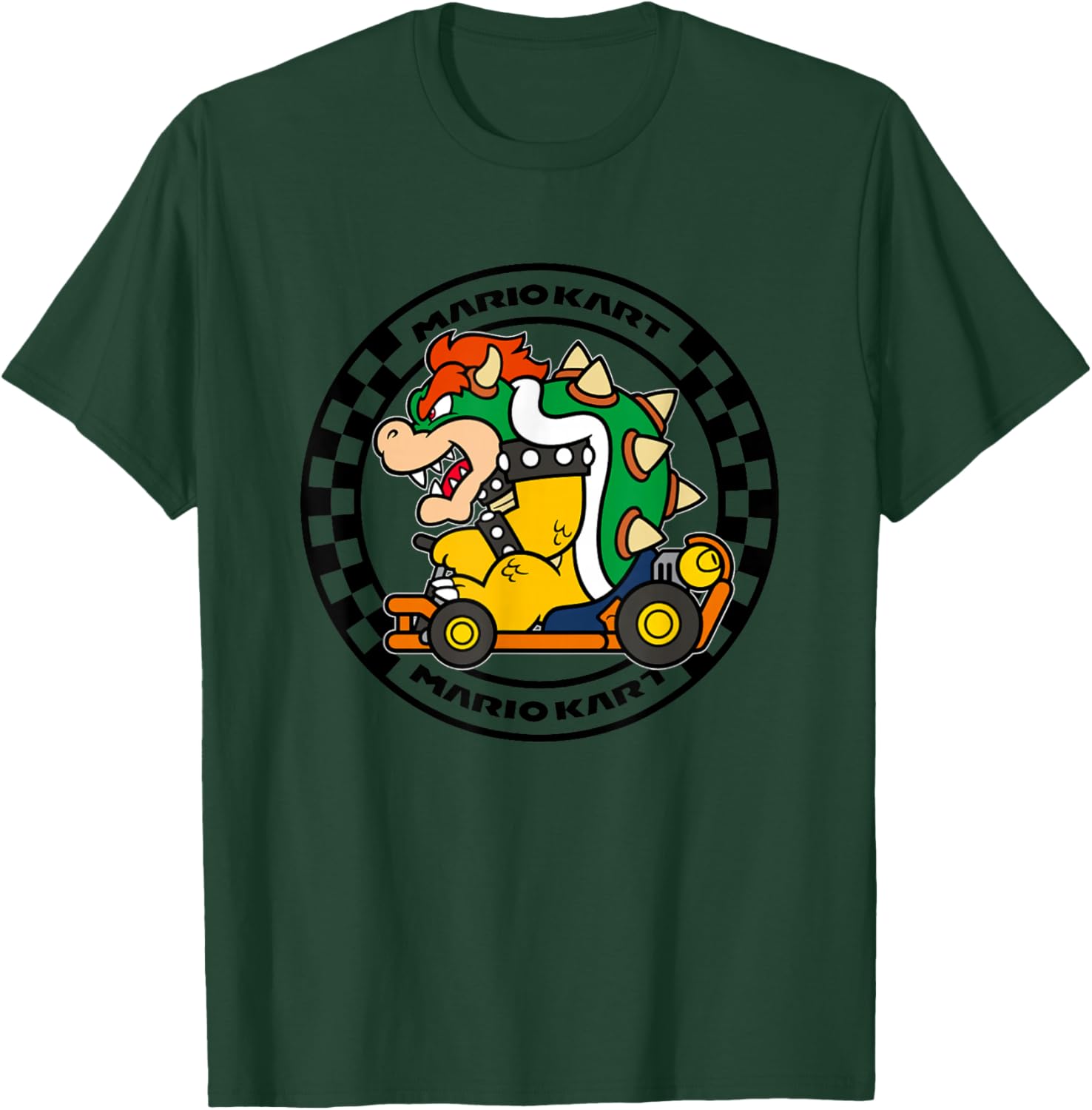 Mario Kart Bower Koopa Vintage Race Circle T-Shirt - T-Shirt | Forest