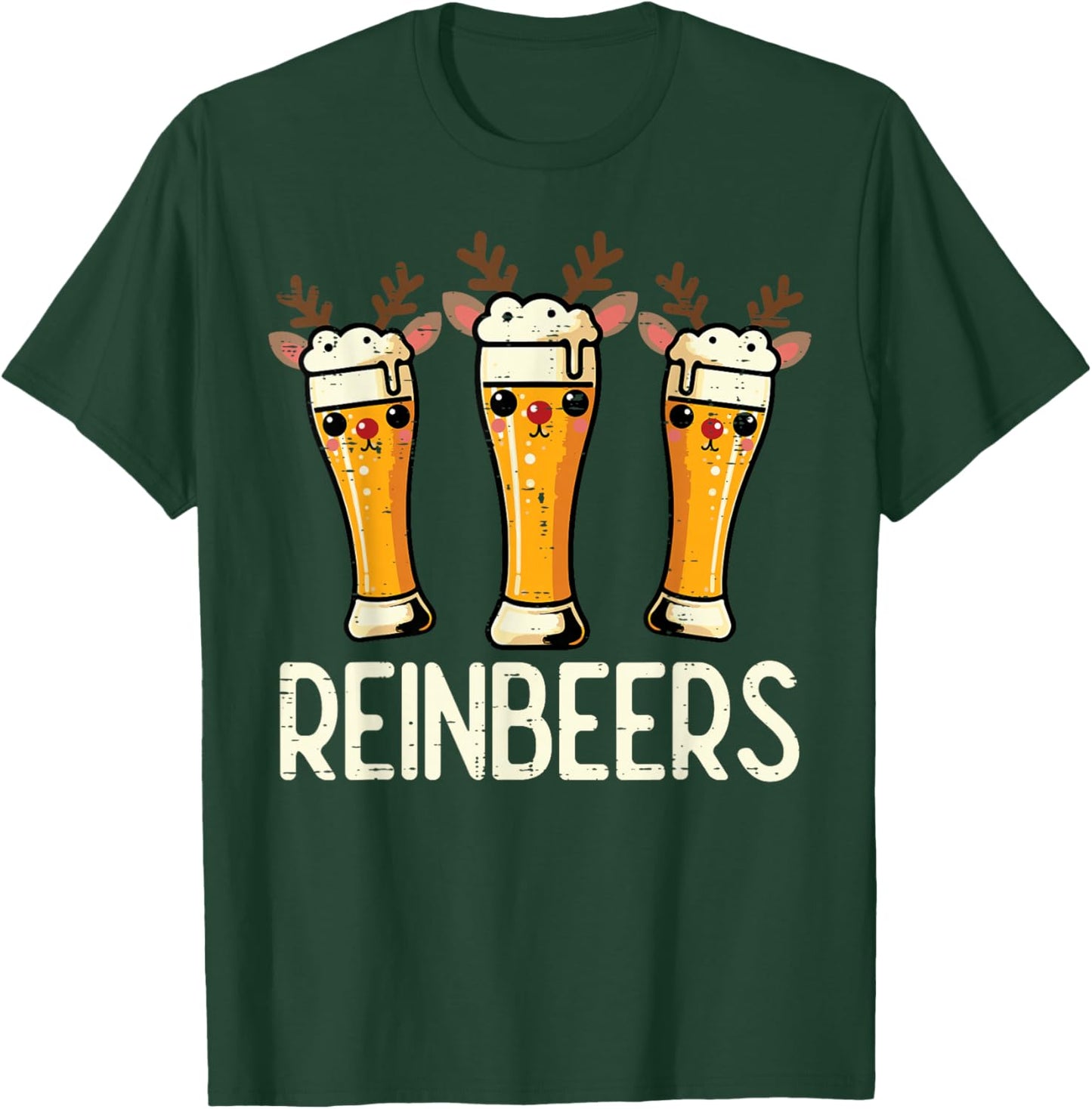 Christmas Reinbeers Reindeer Funny Xmas Pun Dad Men Women T-Shirt - T-Shirt | Forest