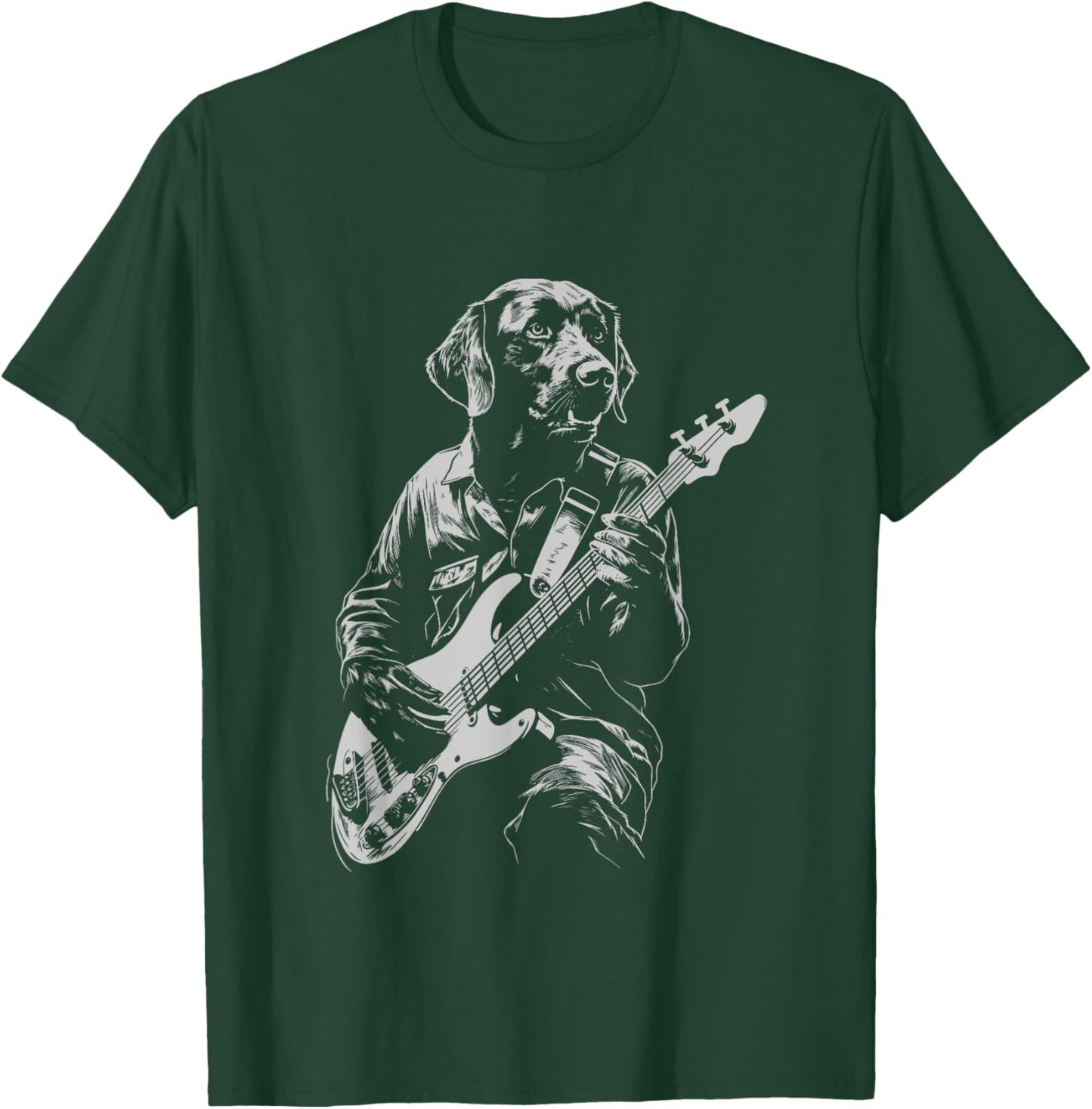 Funny Chocolate Labrador Bass Guitar Music Lover Men Women T-Shirt - T-Shirt | Forest