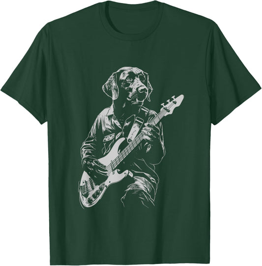 Funny Chocolate Labrador Bass Guitar Music Lover Men Women T-Shirt - T-Shirt | Forest