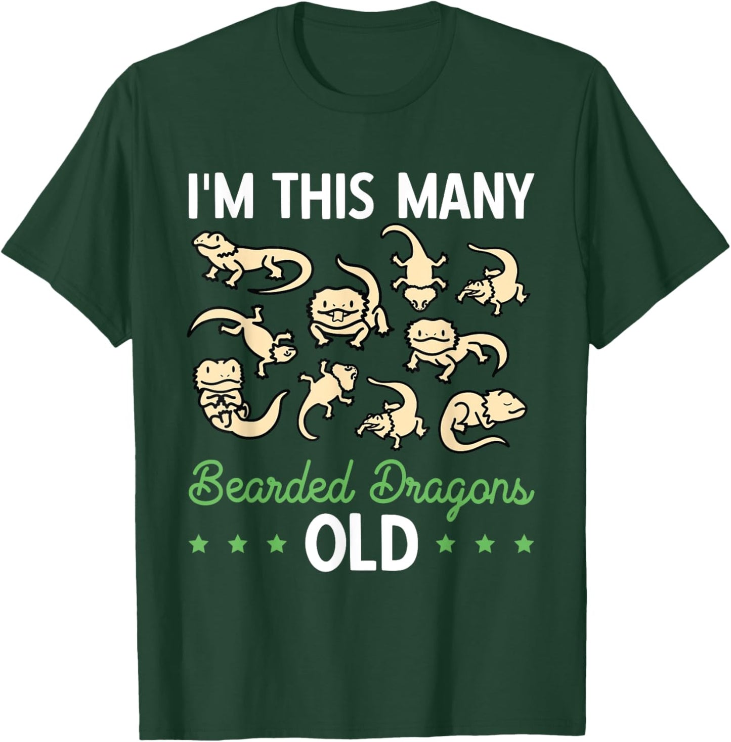I'm This Many Bearded Dragons Old Reptile 10th Birthday T-Shirt - T-Shirt | Forest