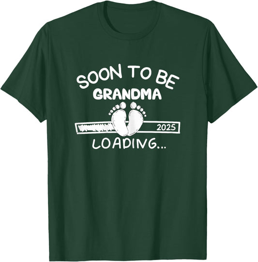 Vintage Soon to be Grandma 2025 Loading Promoted to Grandma T-Shirt - T-Shirt | Forest