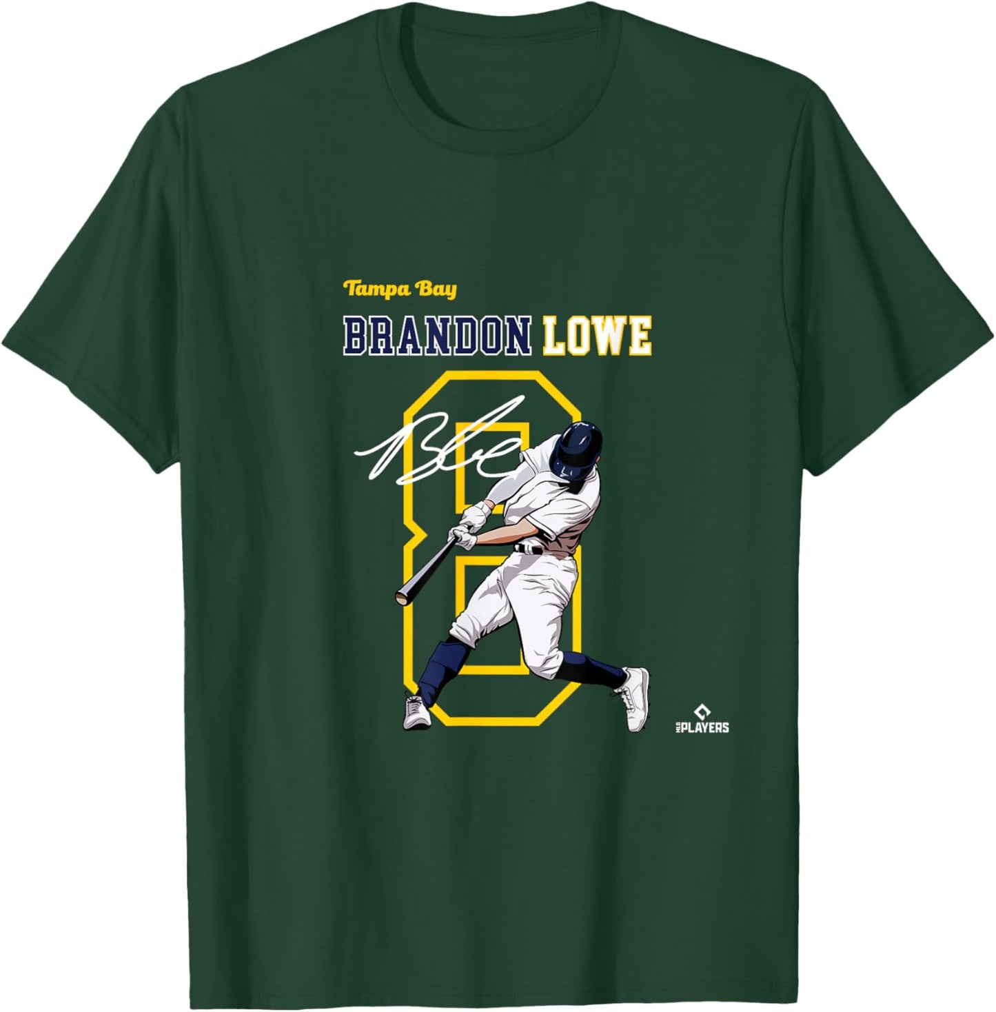 Brandon Lowe | Tampa Bay Baseball Players | MLBBLE3004 T-Shirt - T-Shirt | Forest