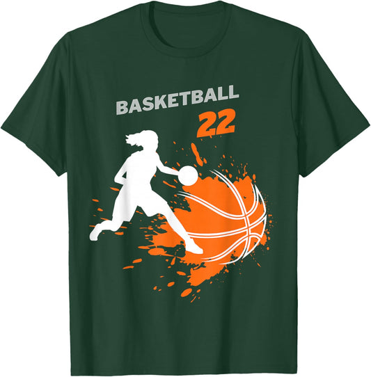 Basketball Fever Women's Basketball Team Number 22 T-Shirt - T-Shirt | Forest