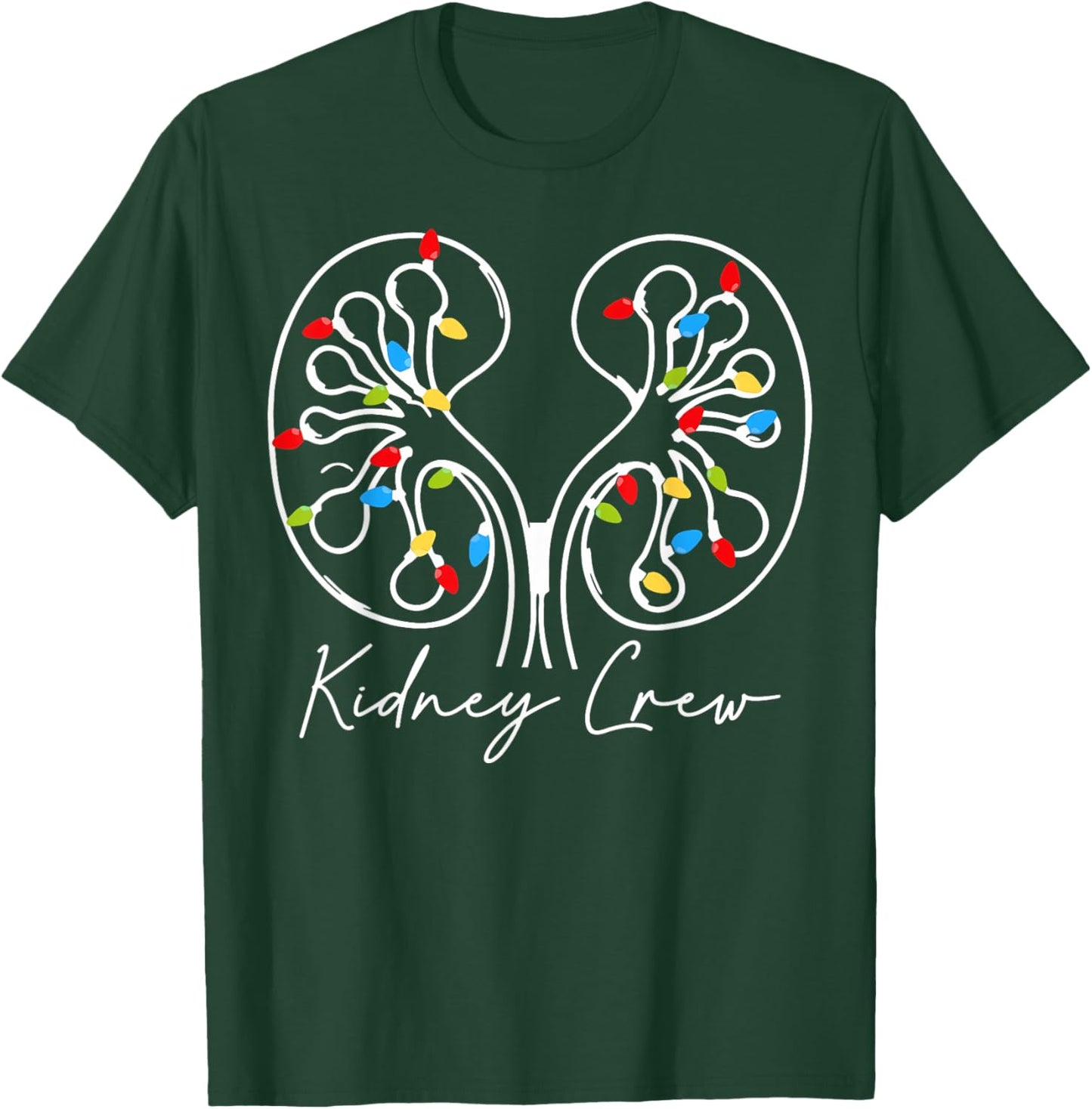 Christmas Lights Kidney Crew Dialysis Nurse Nephrology Squad T-Shirt - T-Shirt | Forest