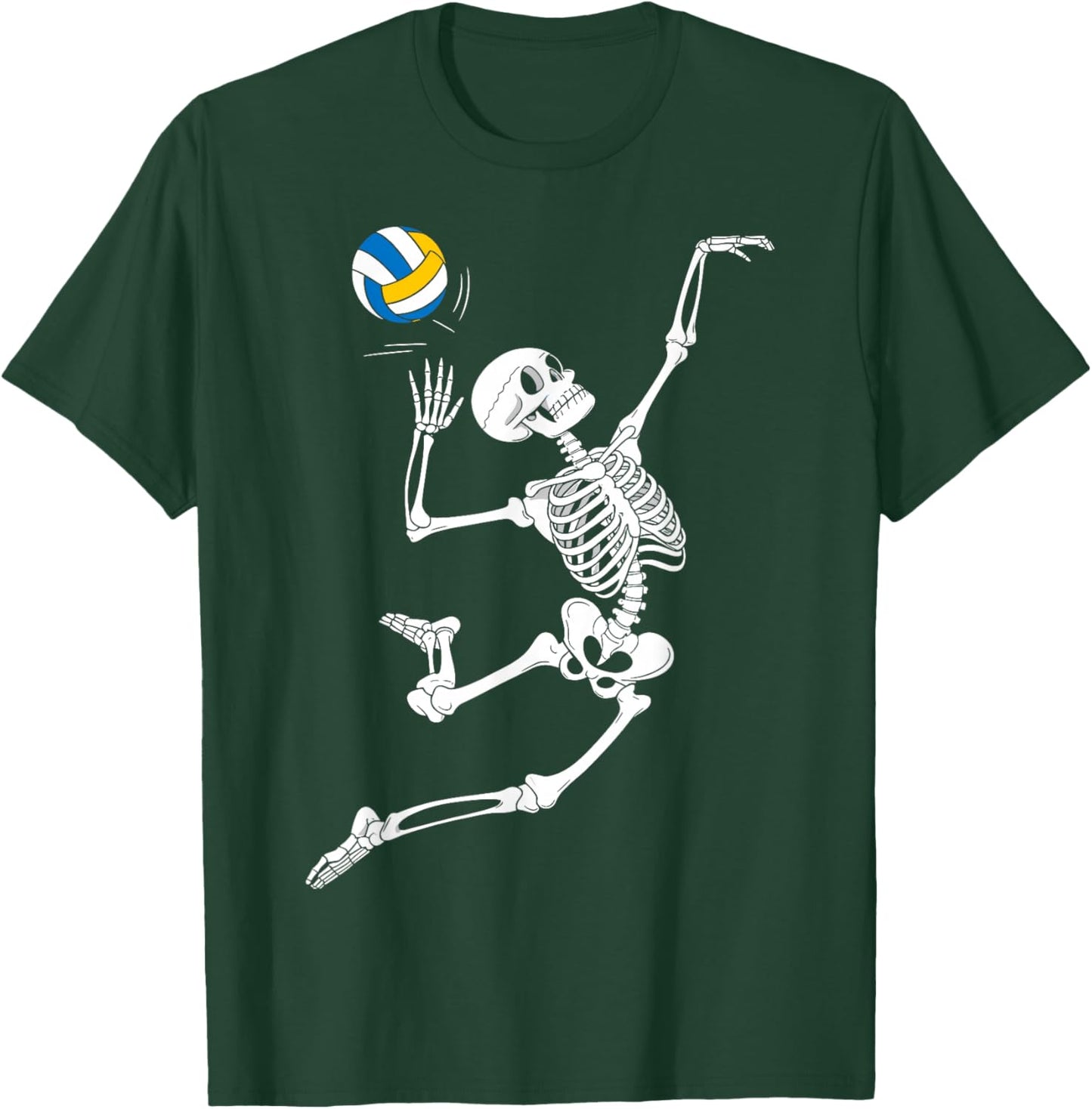 Funny Skeleton Playing Volleyball Lovers Spooky Halloween T-Shirt - T-Shirt | Forest