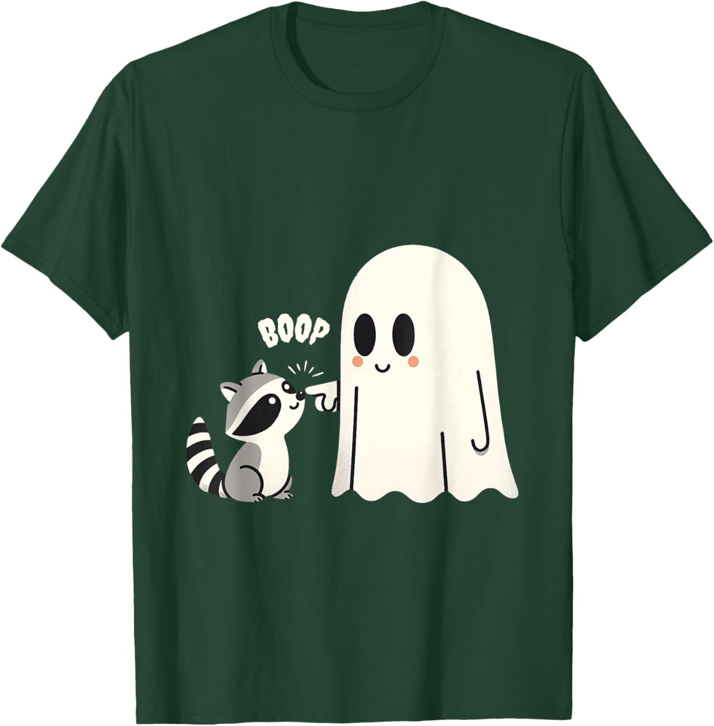 Raccoon Vintage Ghost Boop Men Women Funny Halloween Racoon T-Shirt - T-Shirt | Forest