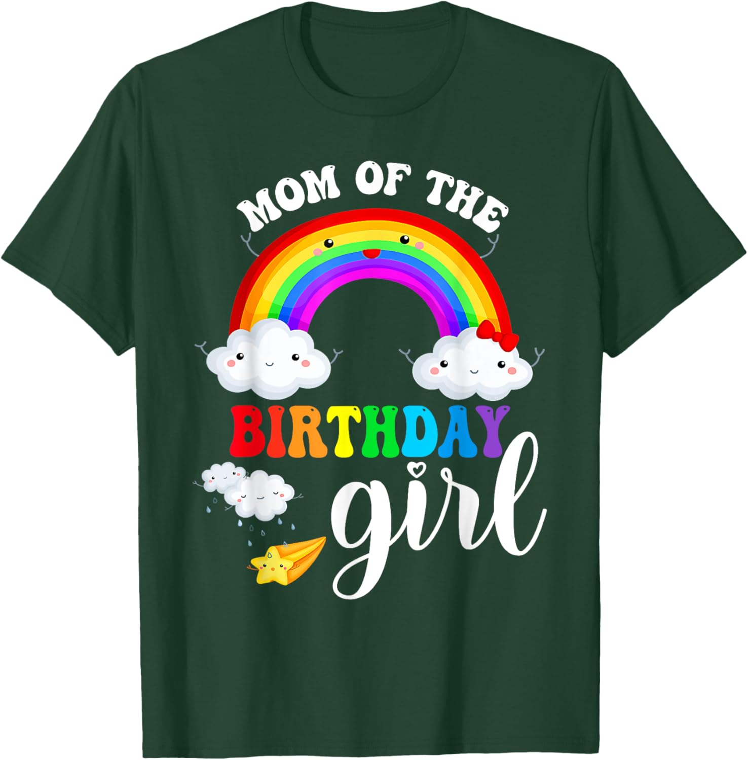 Mom of The Birthday Girl Rainbow B-Day Matching Family T-Shirt - T-Shirt | Forest