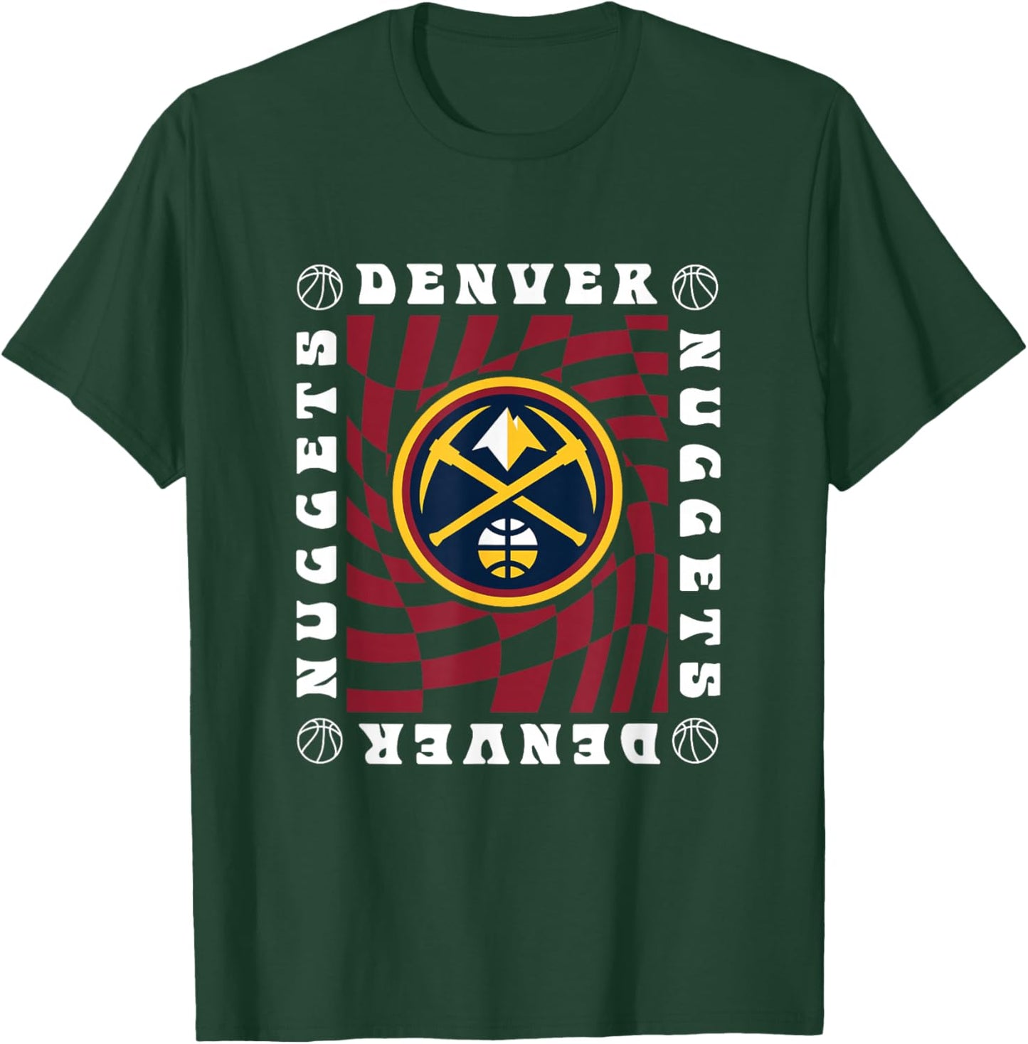 NBA Denver Nuggets Retro Checkerboard Wave T-Shirt - T-Shirt | Forest