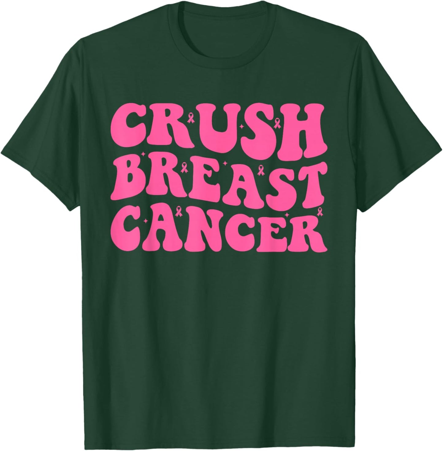 Groovy Crush Breast Cancer Awareness Women Men Boys T-Shirt - T-Shirt | Forest