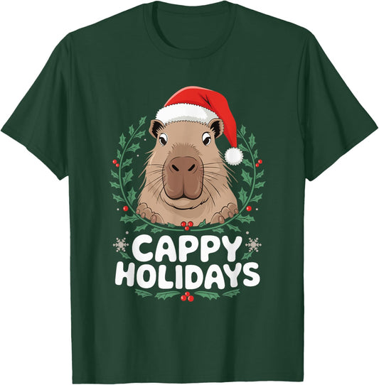 Cappy Holidays Capybara Christmas T-Shirt - T-Shirt | Forest