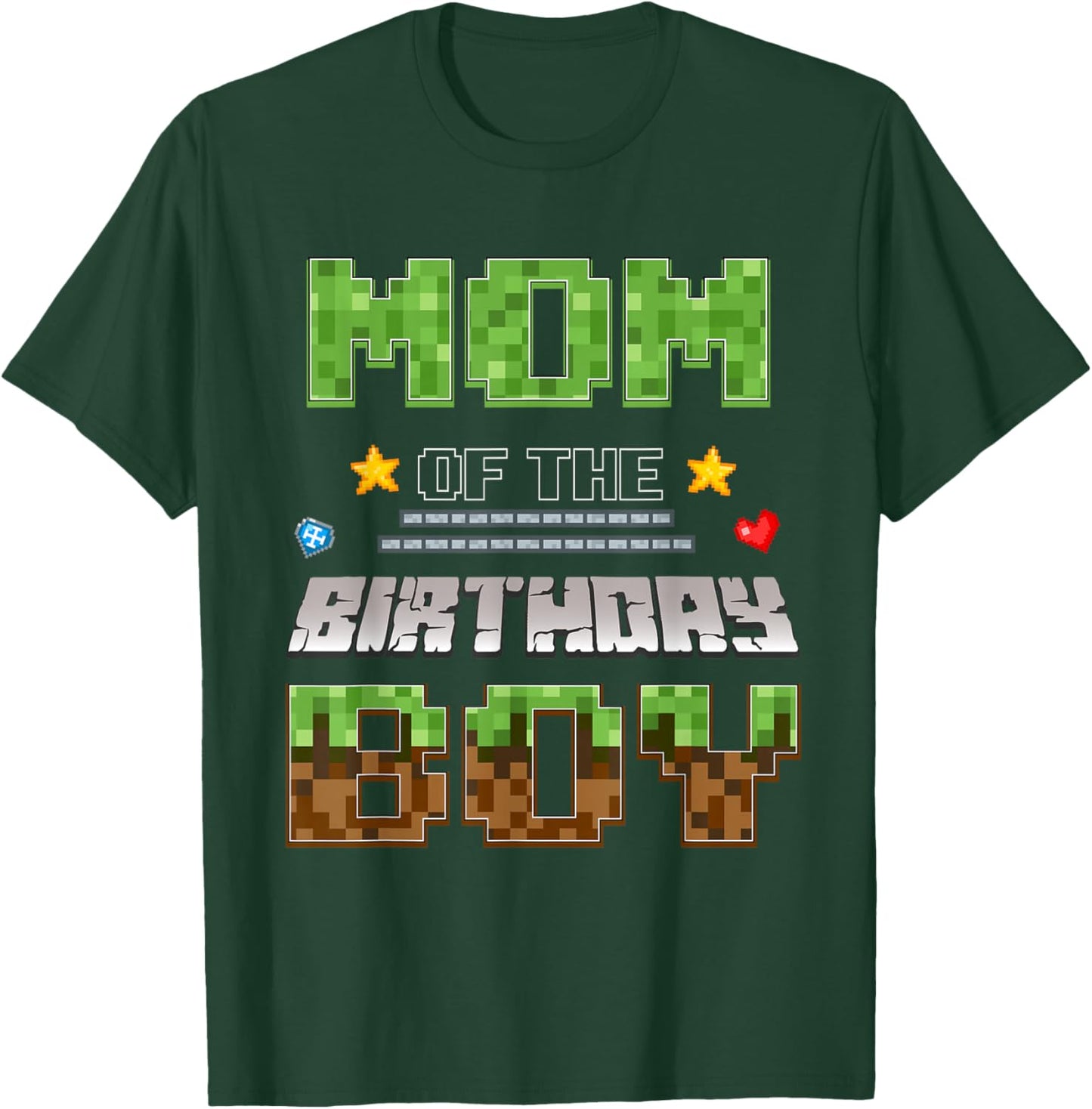 Mom of The Birthday Boy Video Gamer Pixel Birthday Party T-Shirt - T-Shirt | Forest