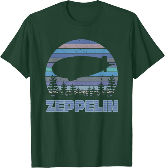 Vintage Zeppelin Funny Sunset Airship Pilot Dirigible Lovers T-Shirt - T-Shirt | Forest