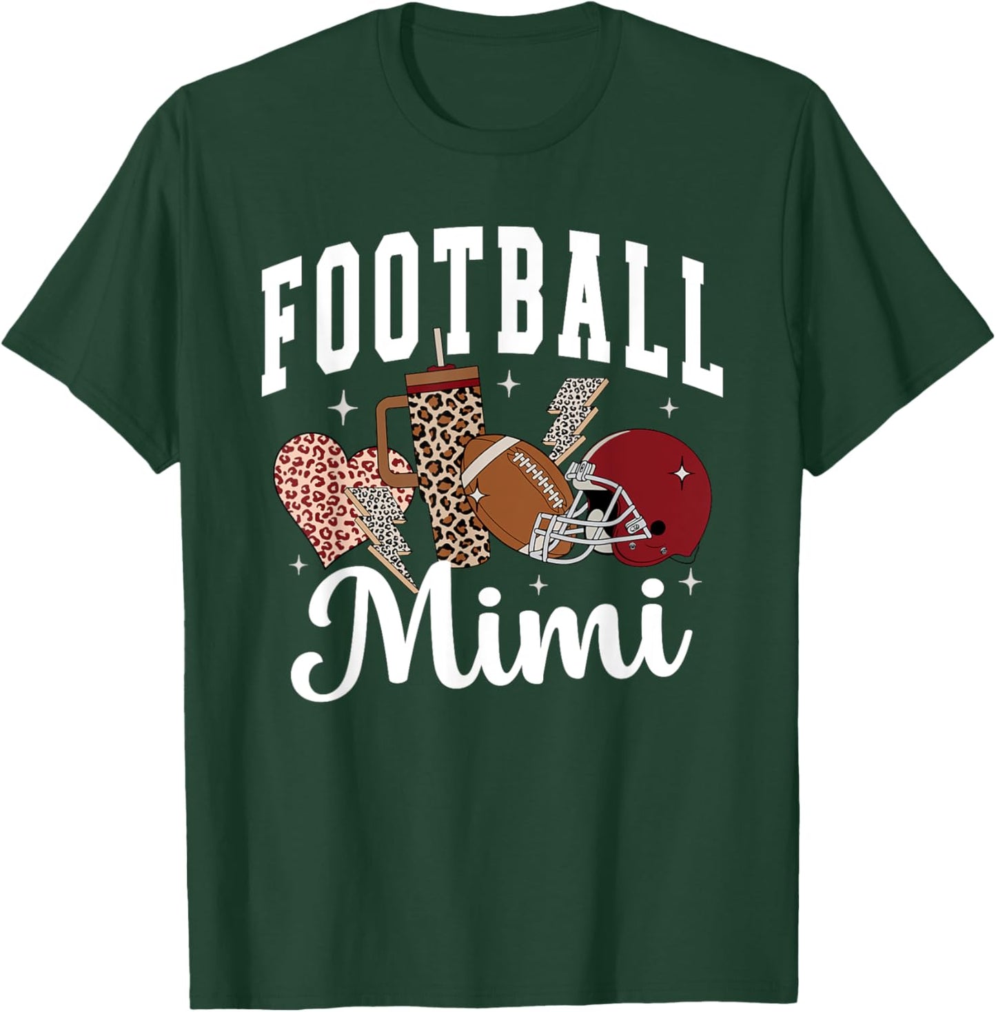 Football Mimi Leopard Football Mimi Matching Family Football T-Shirt - T-Shirt | Forest