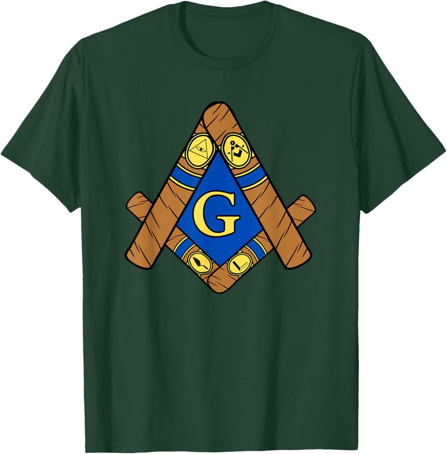 Masonic Cigar Symbol Smoking Working Tools Fun Lounge Gear T-Shirt - T-Shirt | Forest