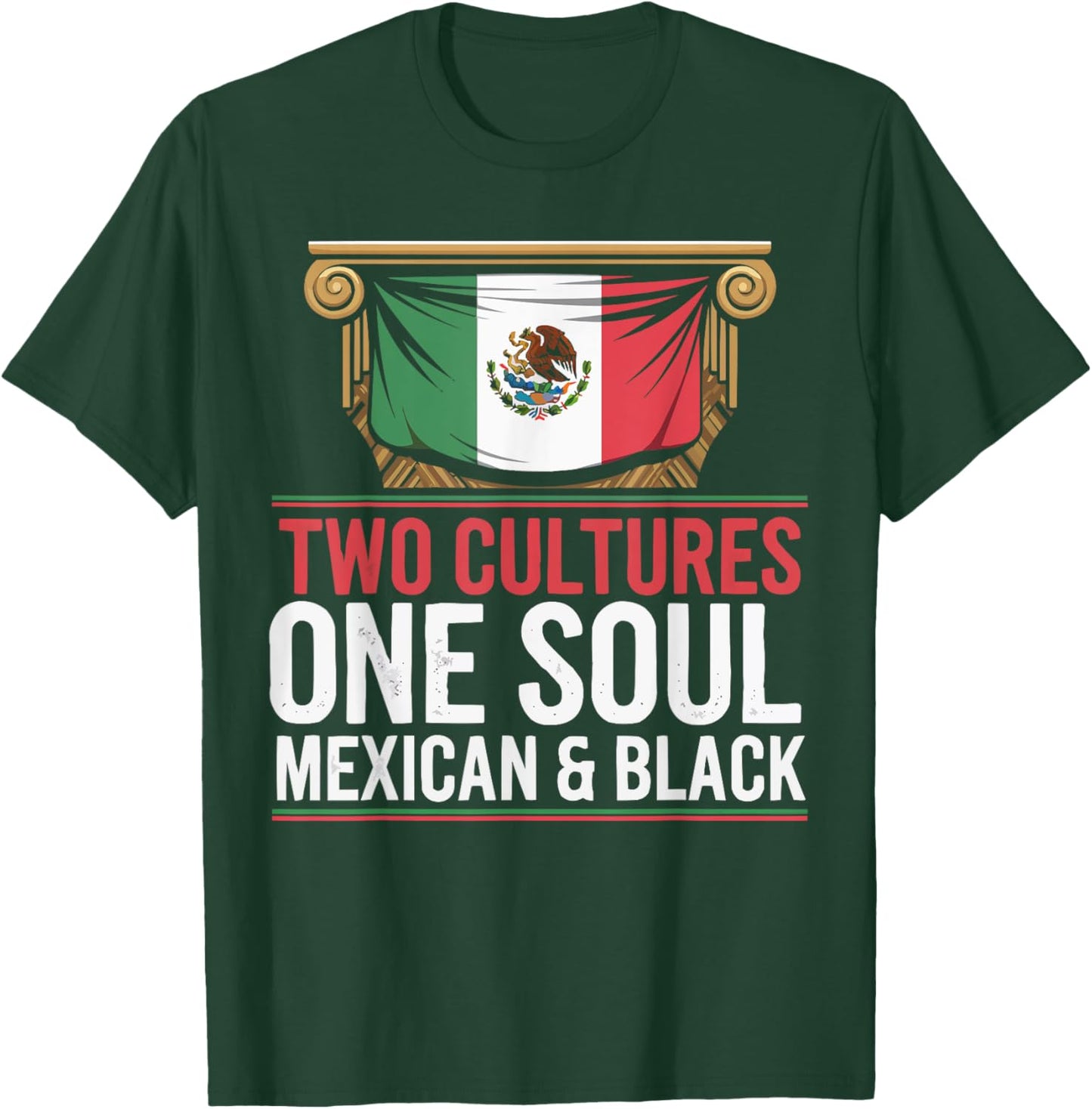 Half Mexican Half African American USA Flag Black America T-Shirt - T-Shirt | Forest