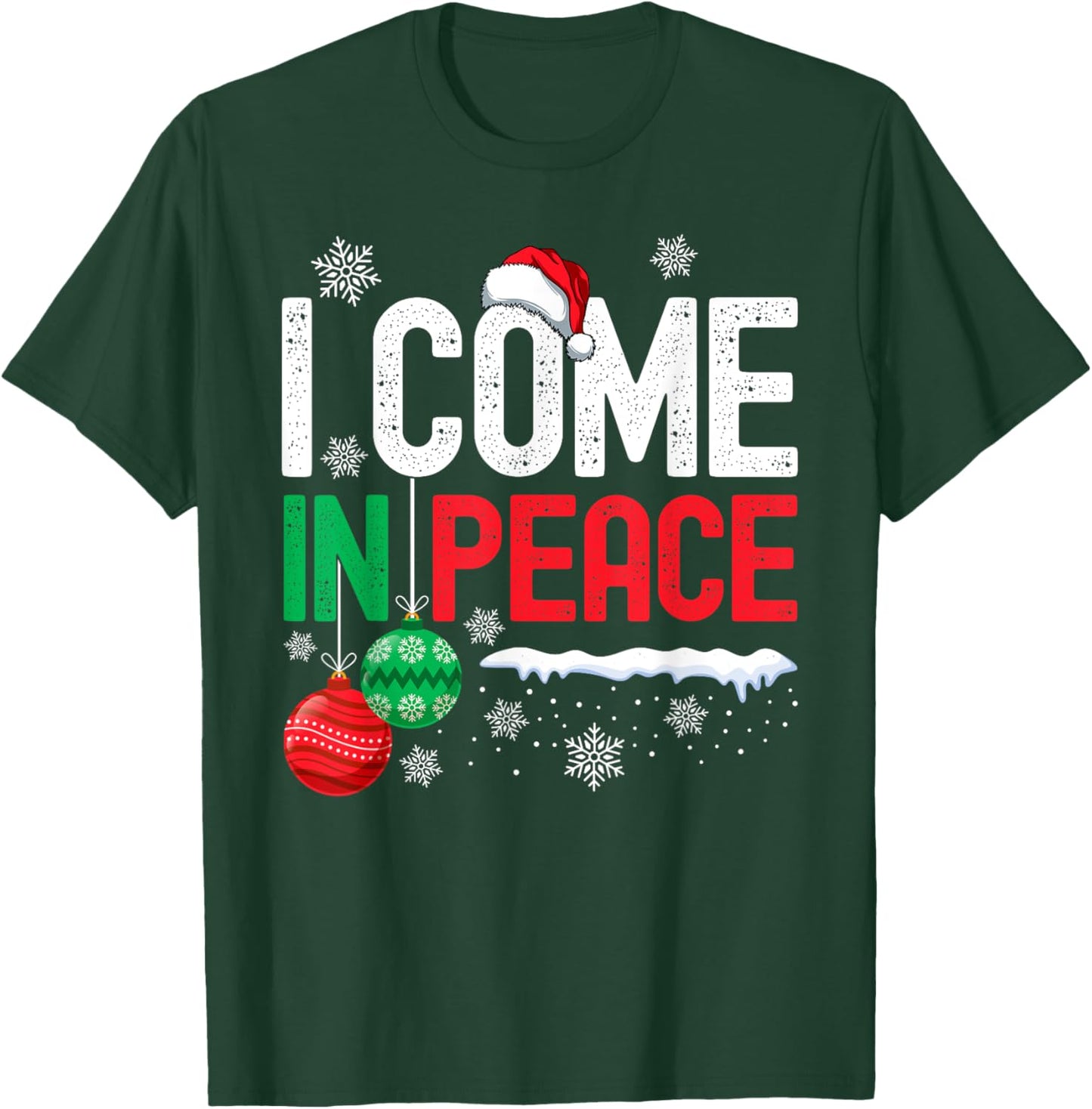 I Come In Peace Funny Christmas Pajamas Couples Matching T-Shirt - T-Shirt | Forest