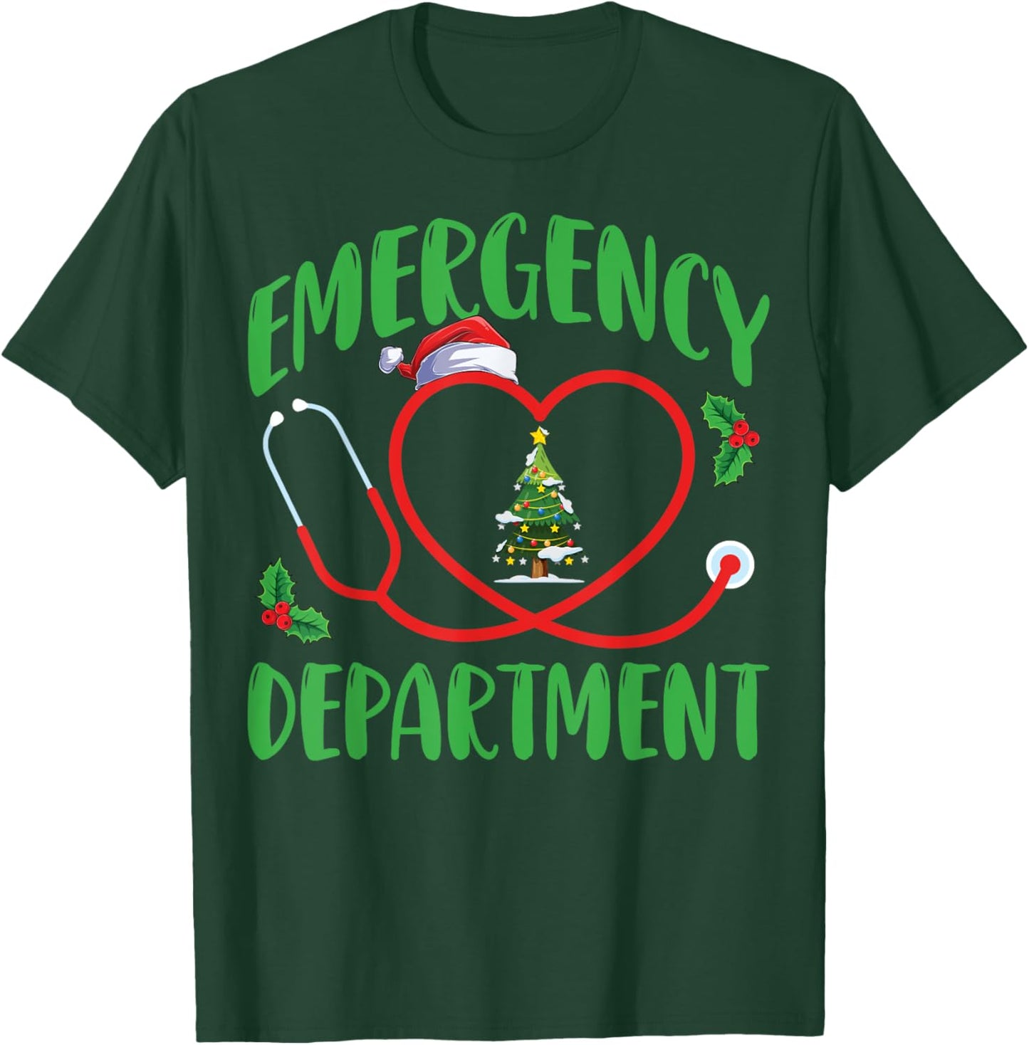 Emergency Department ER Emergency Room Nurse Christmas T-Shirt - T-Shirt | Forest