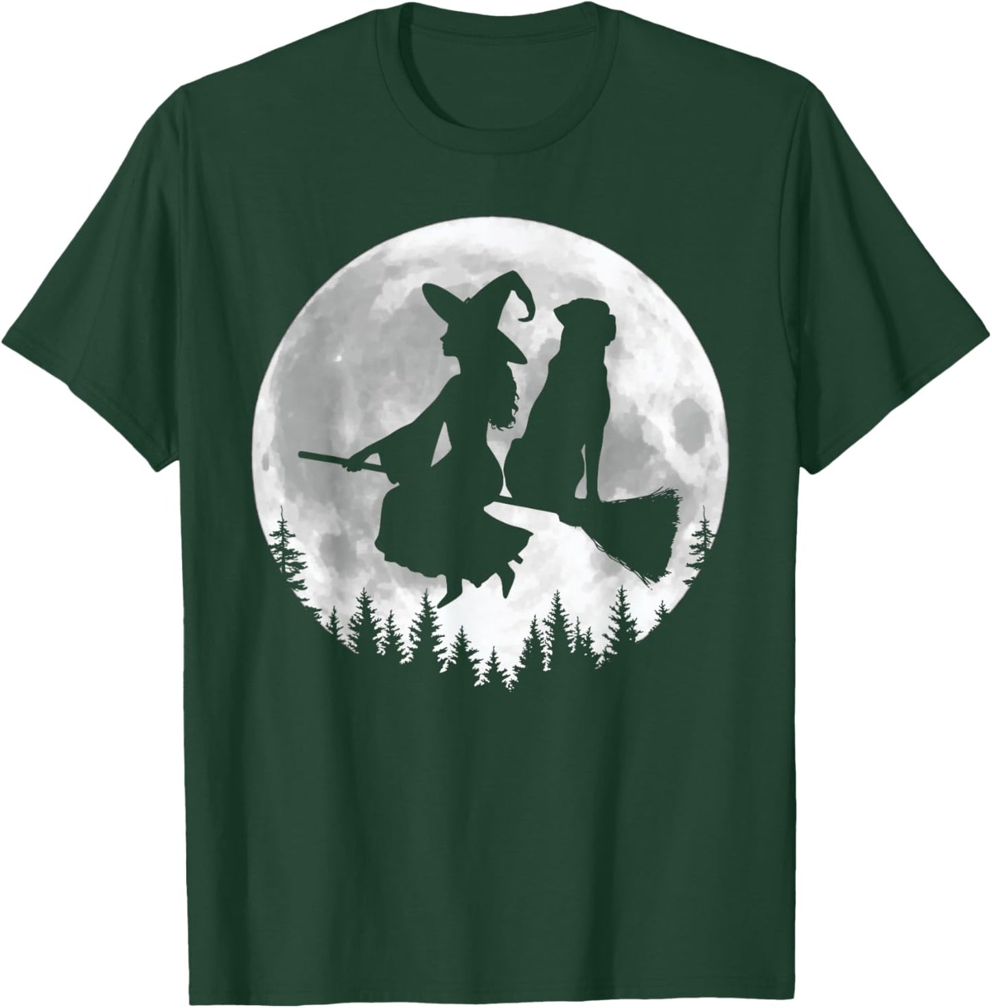 Fun Witch Rottweiler Broomstick Halloween T-Shirt - T-Shirt | Forest