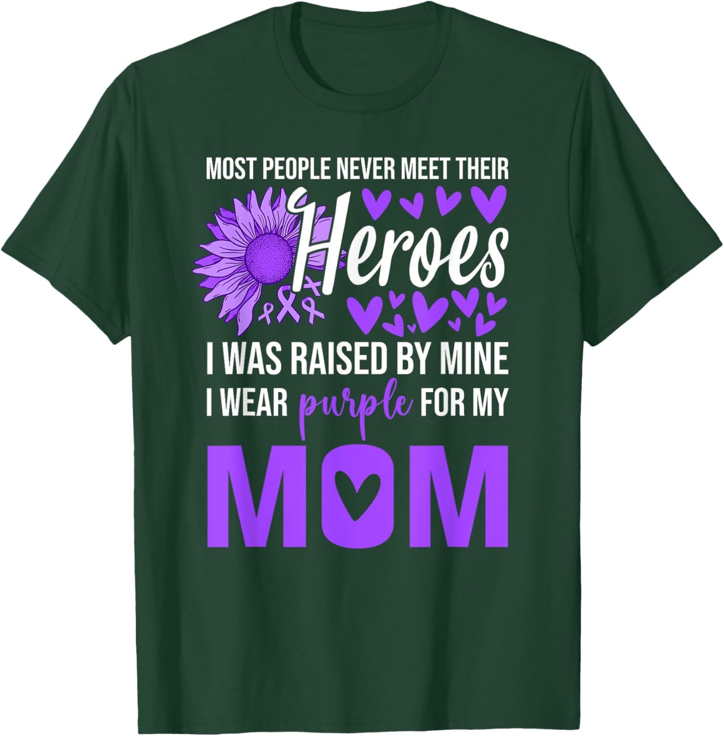 I Wear Purple for Mom Shirt Sunflower Alzheimer‘s Awareness T-Shirt - T-Shirt | Forest
