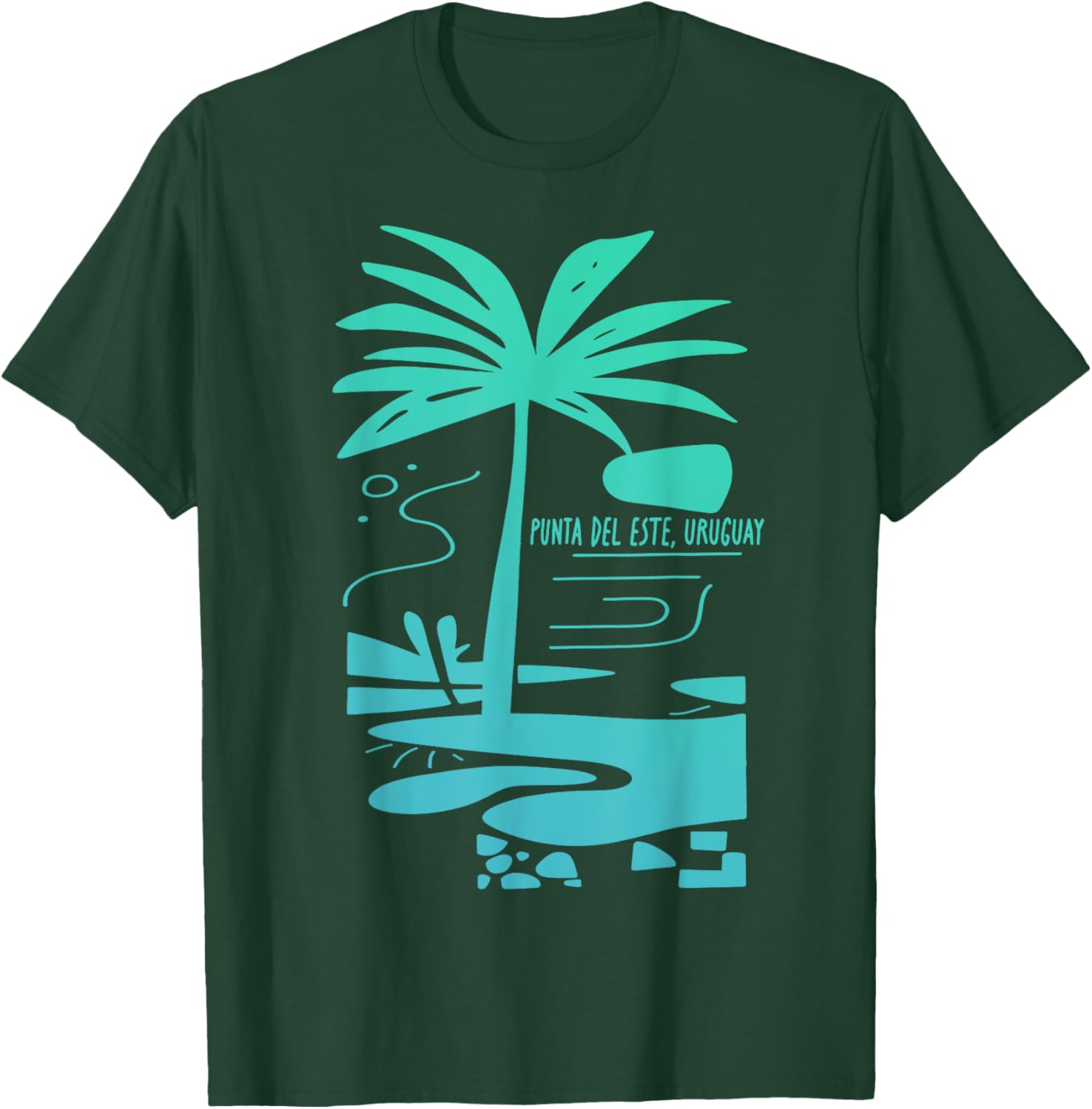 Punta del Este Uruguay Minimalist Beach Scene T-Shirt - T-Shirt | Forest