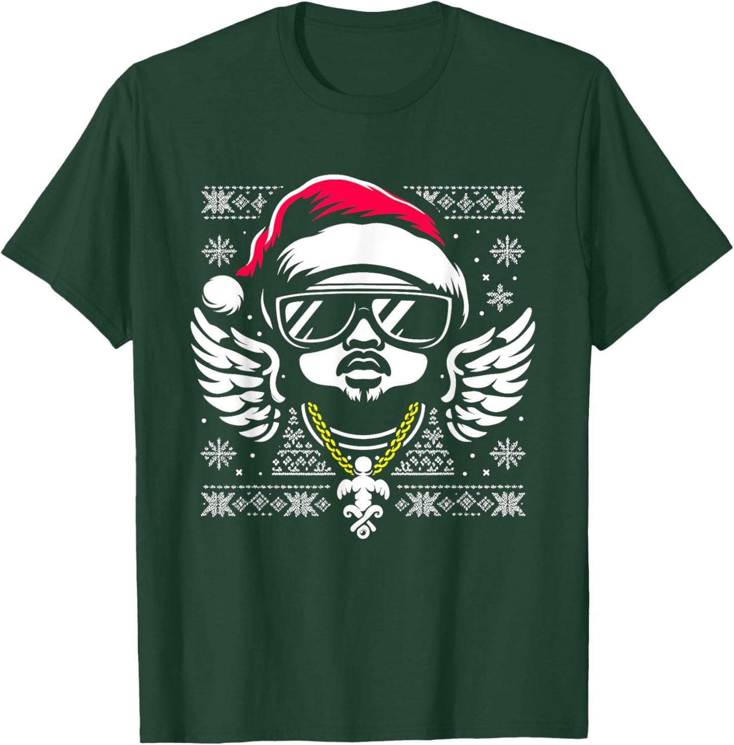 Rapper Santa Hat - Vintage Hip Hop Xmas Ugly Christmas T-Shirt - T-Shirt | Forest