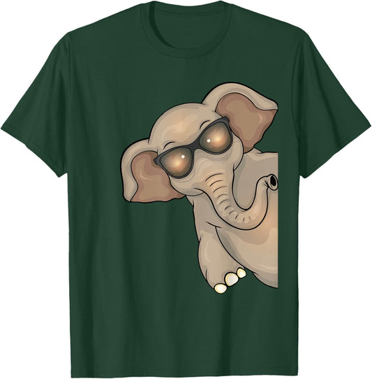 Cool Elephant with Sunglasses Kids Elephant Lover T-Shirt - T-Shirt | Forest