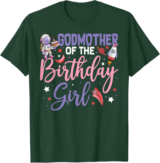 Two The Moon Godmother Of the Birthday Girl Astronaut Family T-Shirt - T-Shirt | Forest