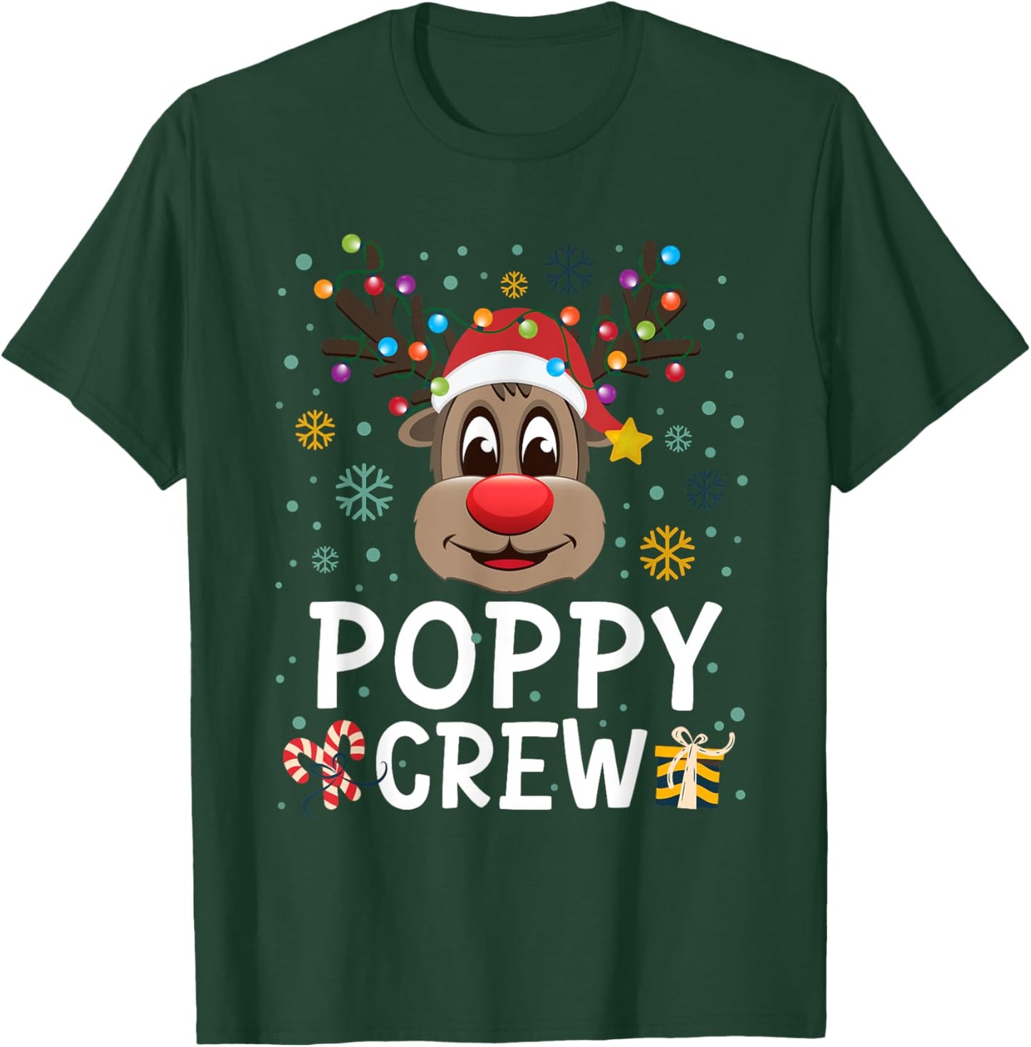 Rudolph Christmas Poppy Crew Reindeer Xmas Family Matching T-Shirt - T-Shirt | Forest