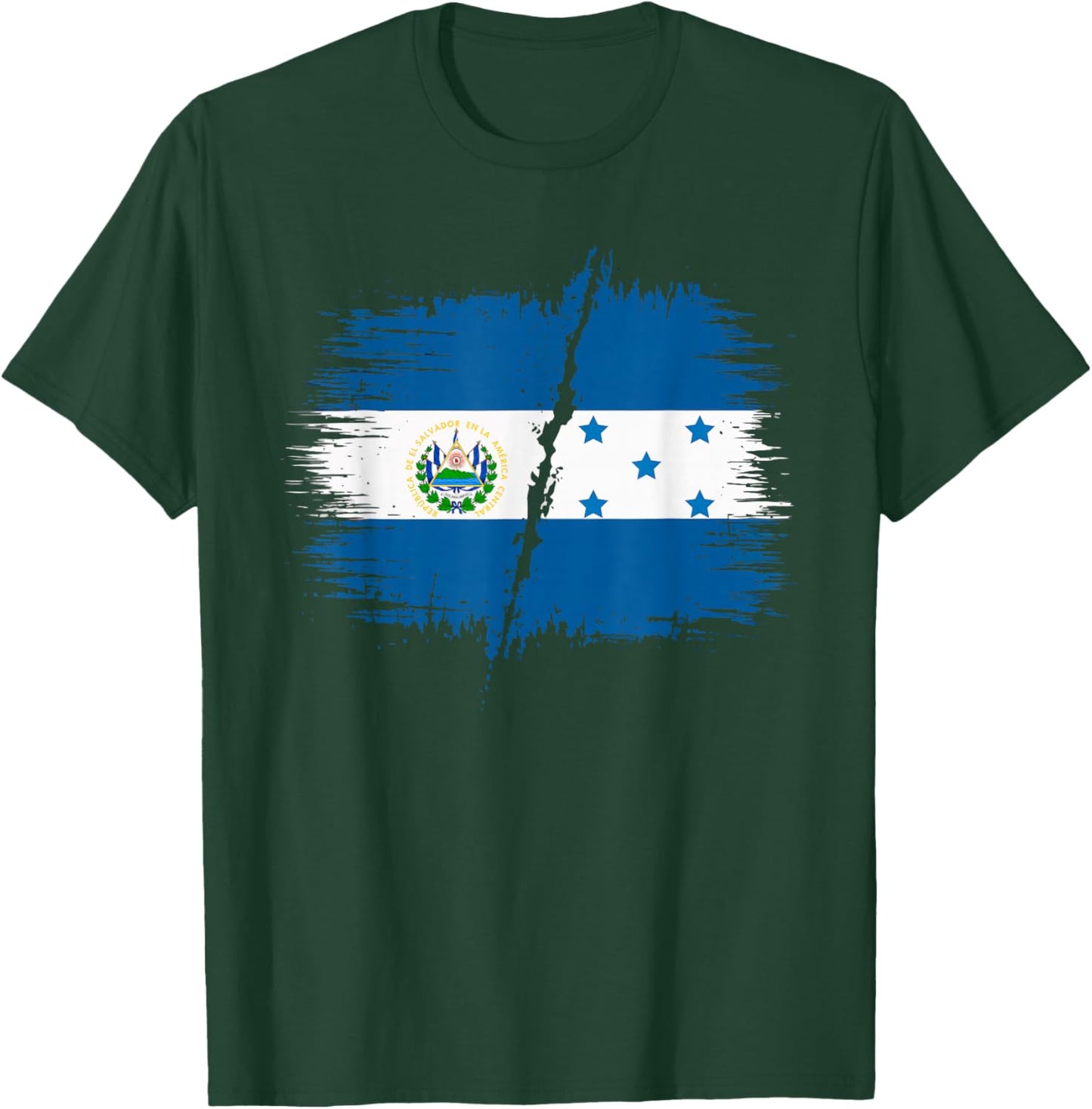 Half Salvadorian Half Honduran Honduras Flag El Salvador T-Shirt - T-Shirt | Forest