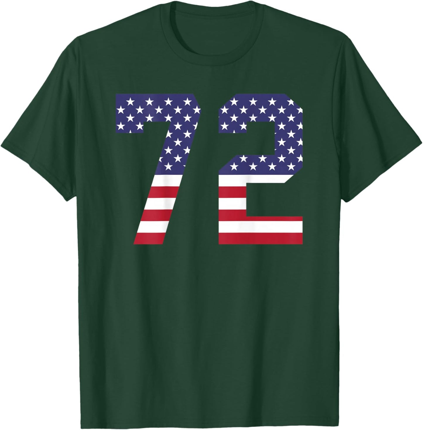 Number 72 BACKSIDE American Flag - Patriotic Jersey Numbered T-Shirt - T-Shirt | Forest