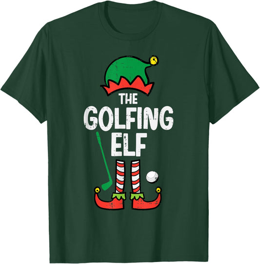 Christmas Golfing Elf Xmas Golf Family Match Golfer Dad Men T-Shirt - T-Shirt | Forest