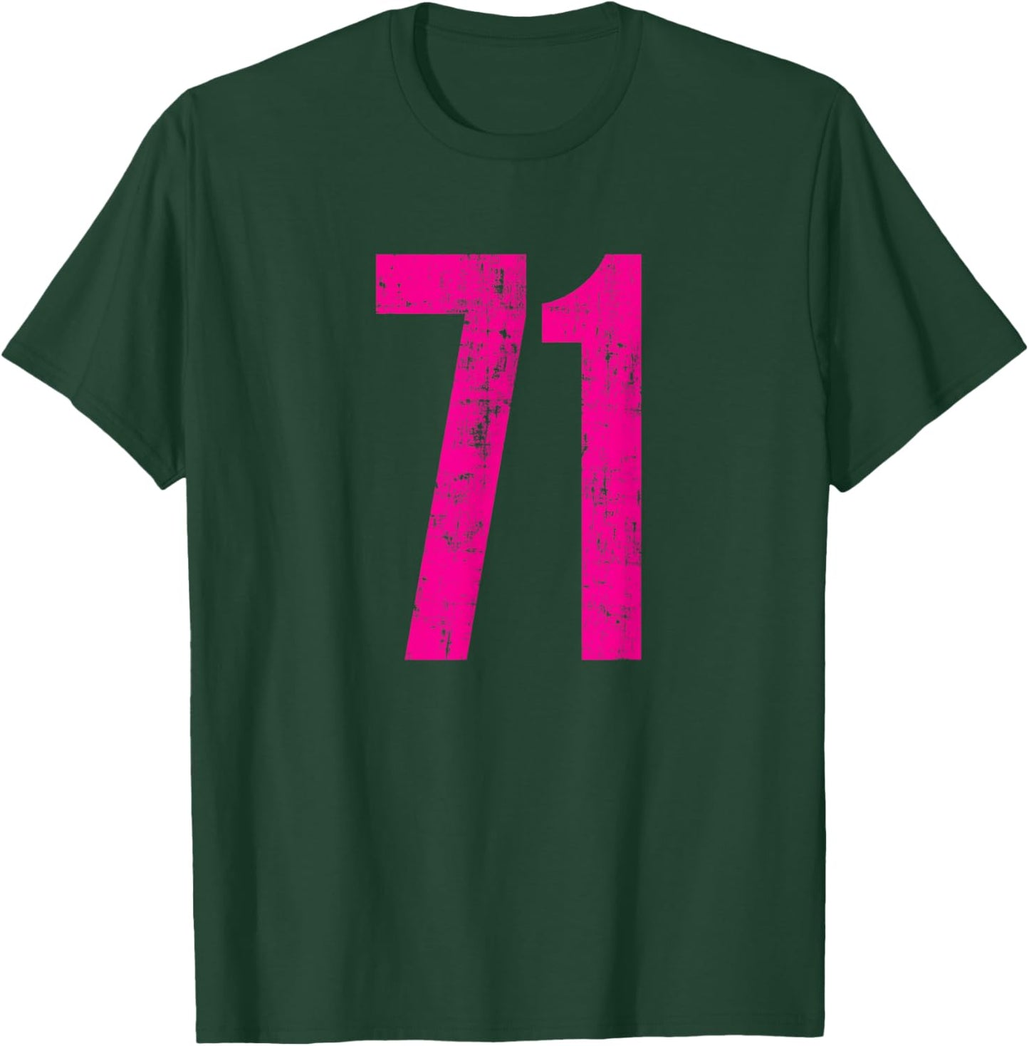 Number 71 Distressed Vintage Sport Team Player Training T-Shirt - T-Shirt | Forest