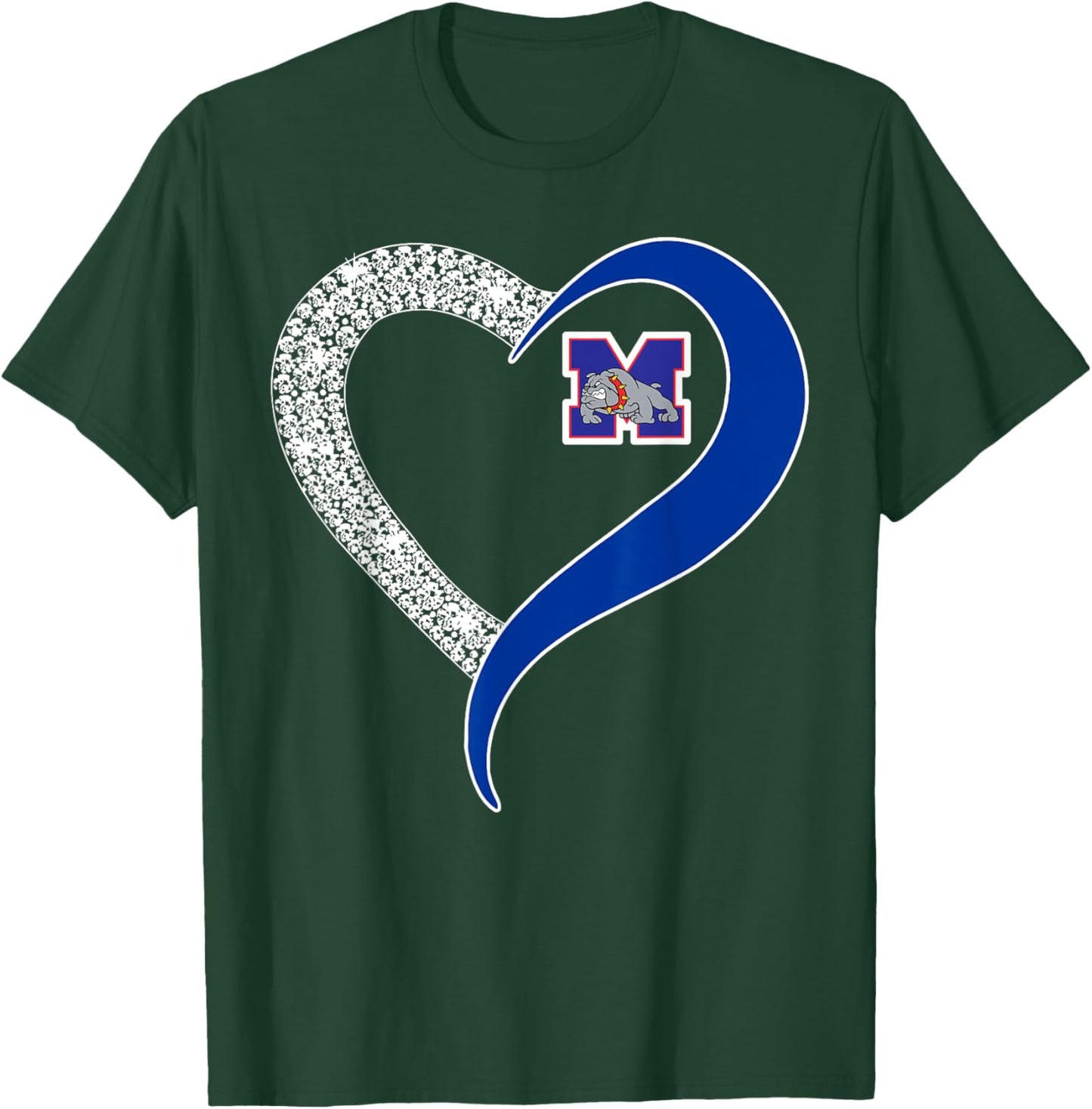 Mason Bulldogs Logo Diamond Heart HS T-Shirt - T-Shirt | Forest