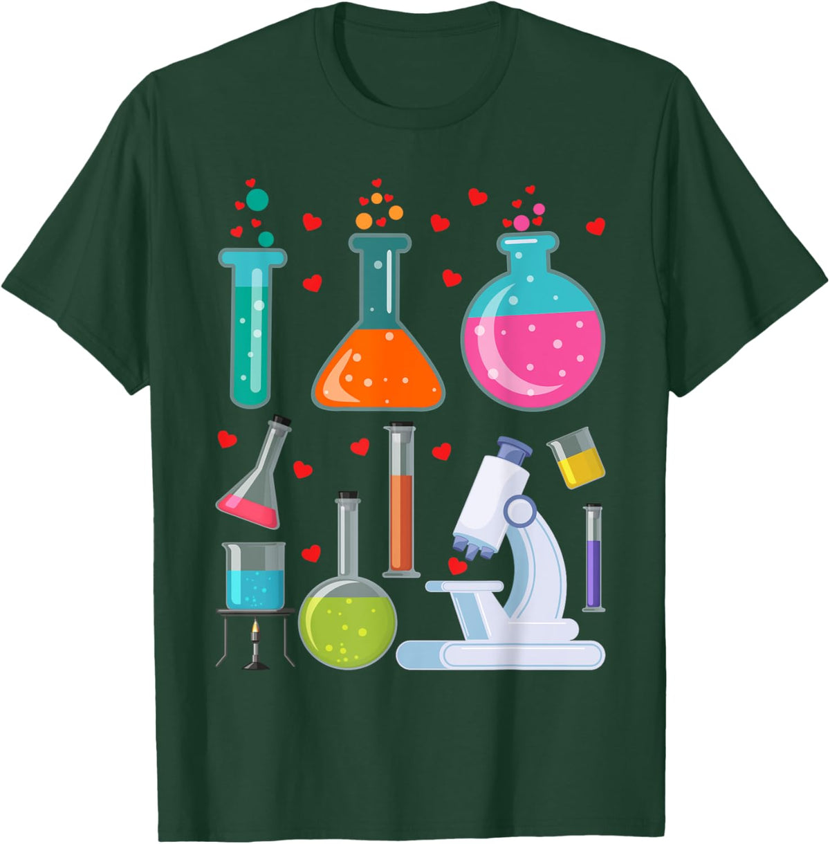 Cute Chemistry Hearts Science Valentines Nerd T-Shirt - T-Shirt | Forest