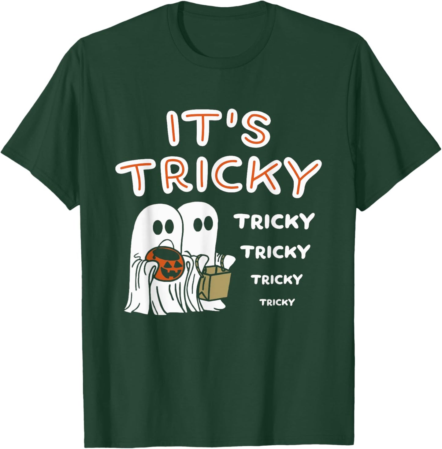 Funny Retro Ghosts Its Tricky Tricky Tricky Spooky Halloween T-Shirt - T-Shirt | Forest