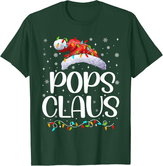 Pops Claus Xmas Lights Christmas Pajama Matching Family T-Shirt - T-Shirt | Forest